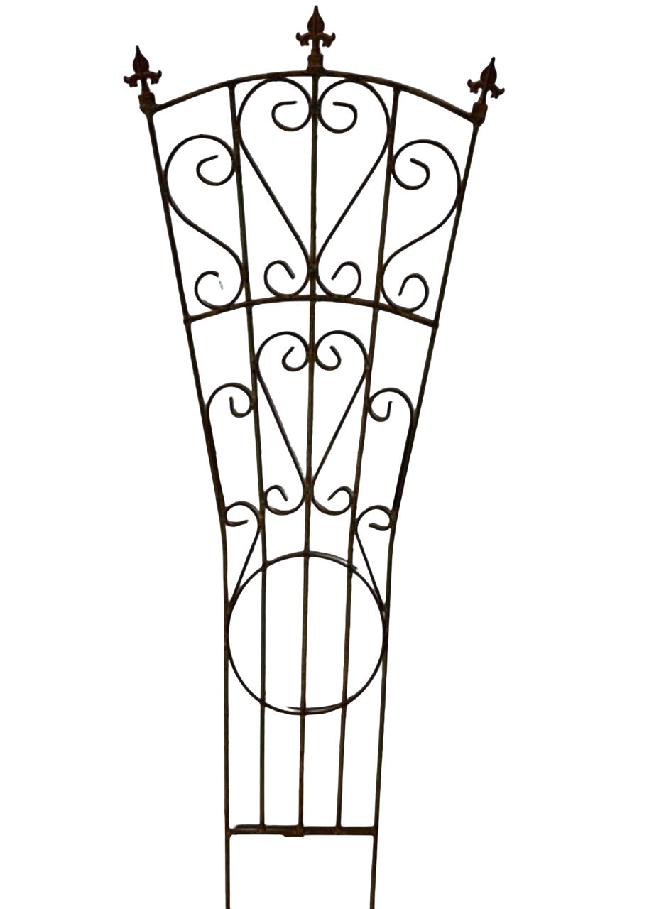 Iron Fancy Heart Trellis with Three Finials Plant Support