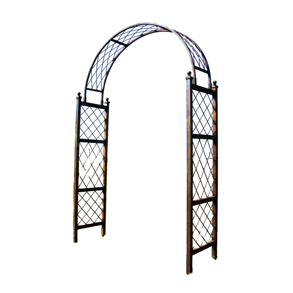 Wrought Iron Round Top Arbor in Natural Rust
