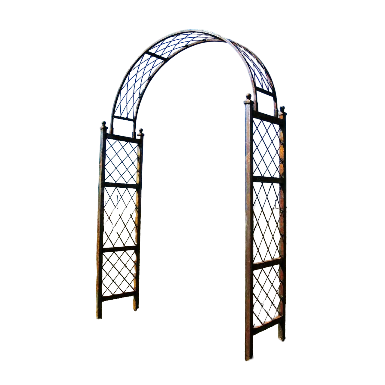 Wrought Iron Round Top Arbor in Natural Rust