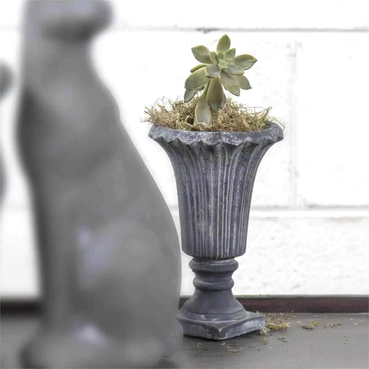 Distressed Black Cement Urn