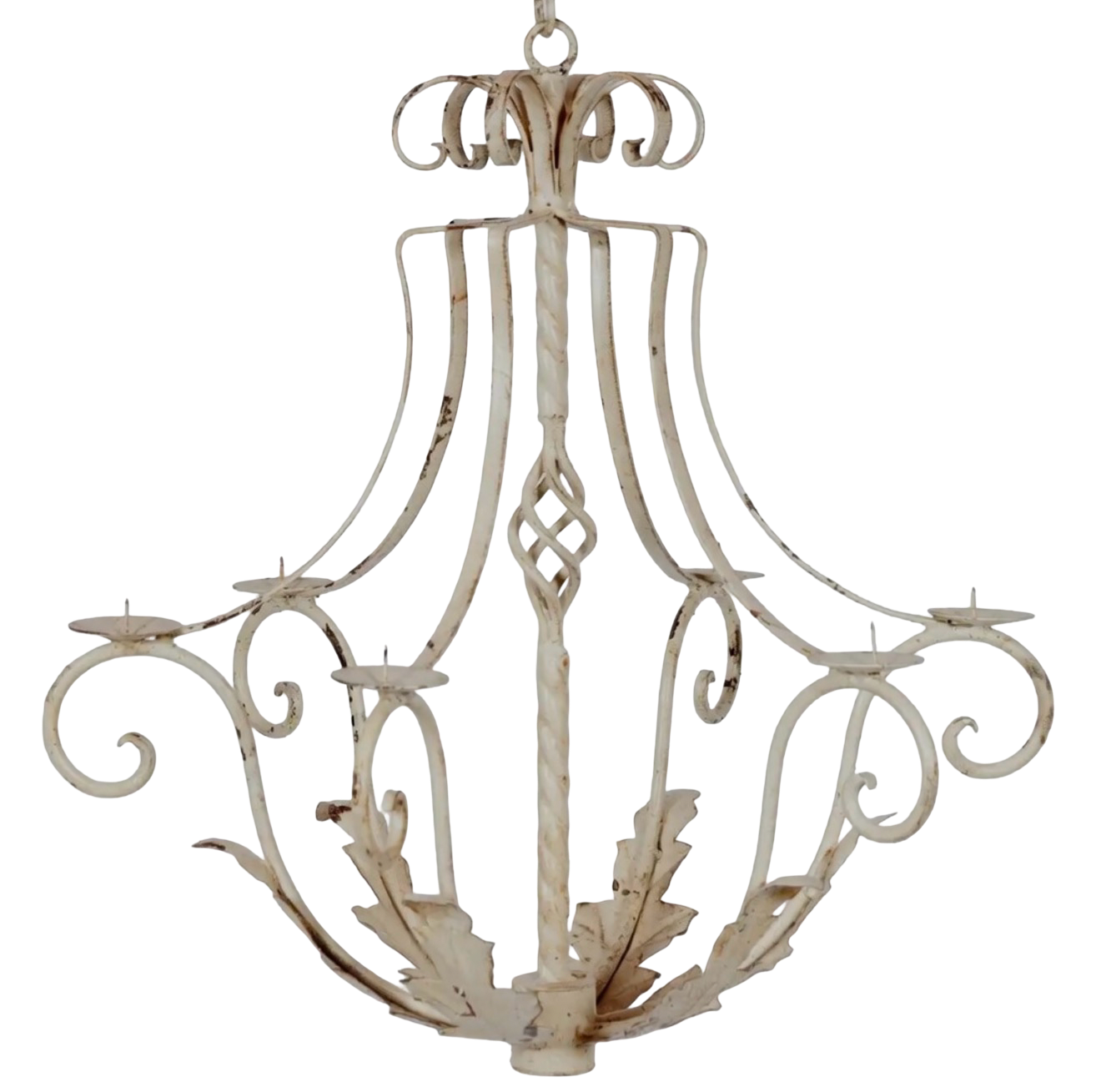 Iron Naples Candle Chandelier Decor in Antique White