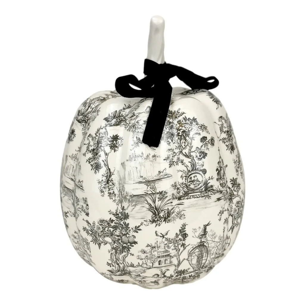 Vintage Ceramic Pumpkin with Ribbon