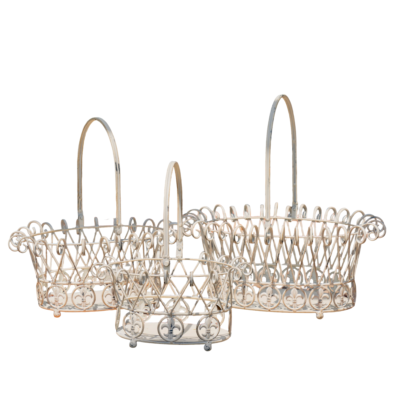 Decorative Garden Metal Wire Baskets in White