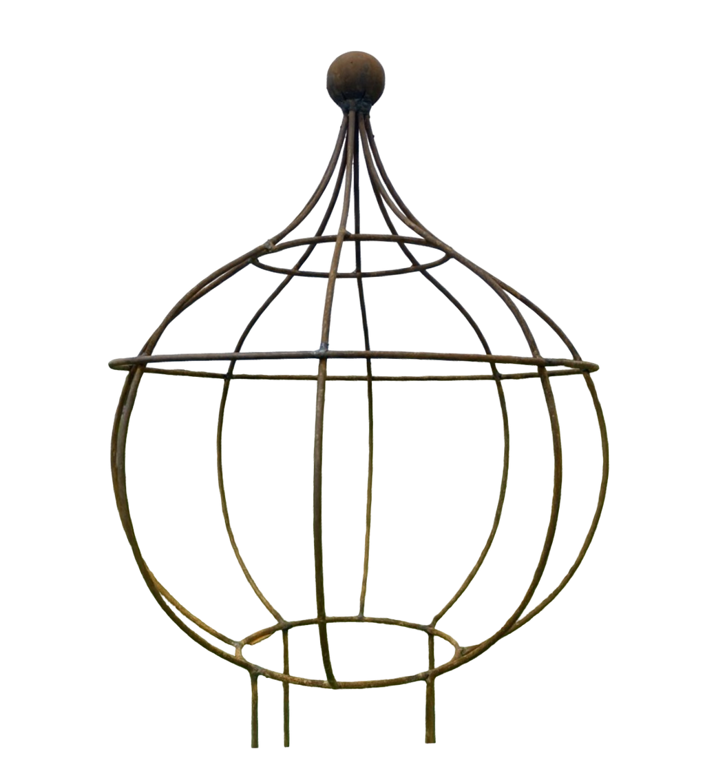 Wrought Iron Fat Bob with Ball Top Topiary with Stakes