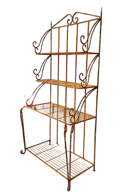 Wrought Iron Large Baker's Rack Display Rack Shelves in Antique White