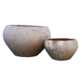 Wide Tapered Clay Pot in Light Antique Finish