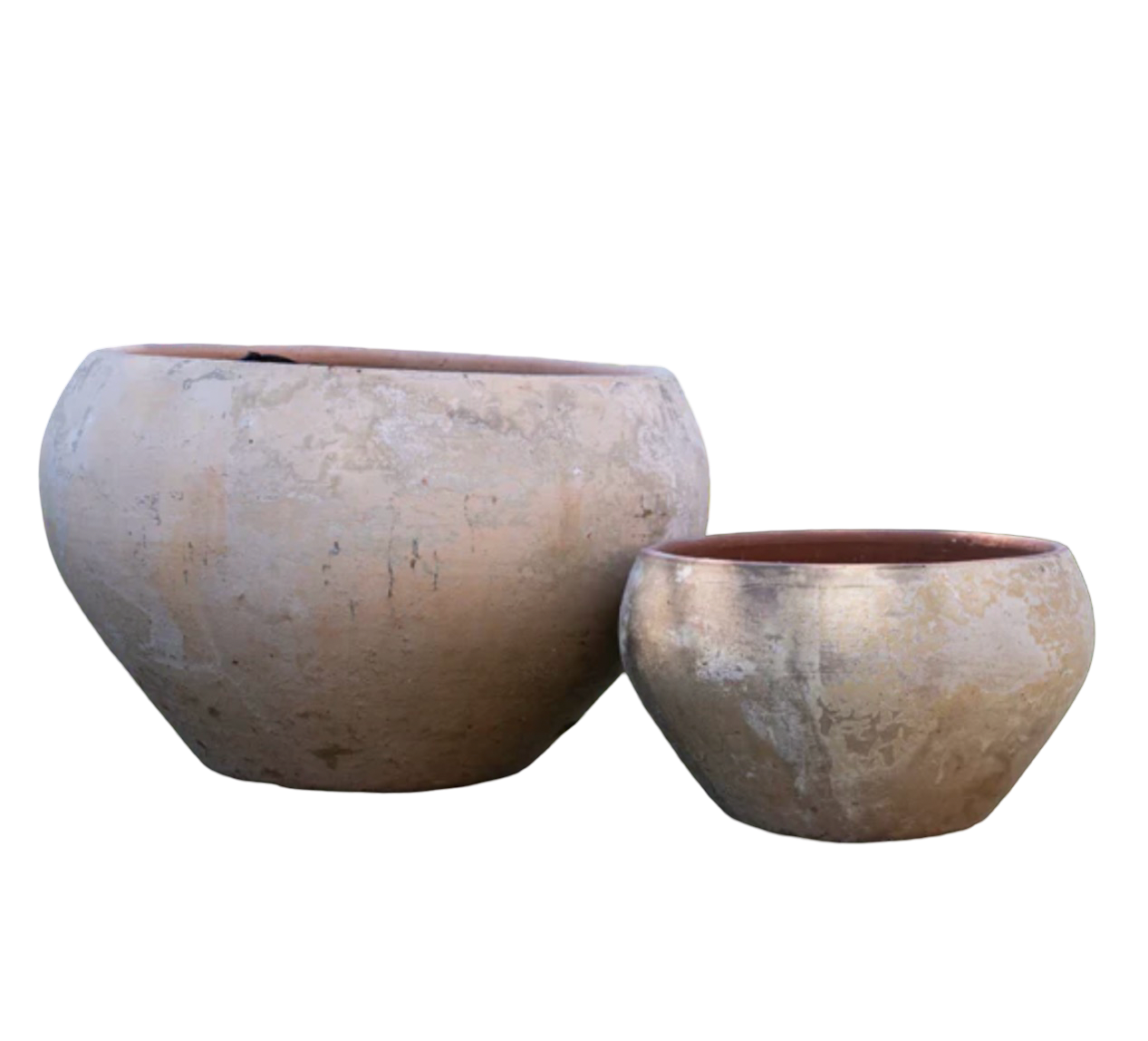 Wide Tapered Clay Pot in Light Antique Finish
