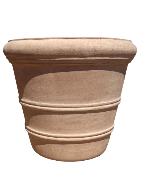 Italian Grey Rolled Rim Pot in Natural Clay
