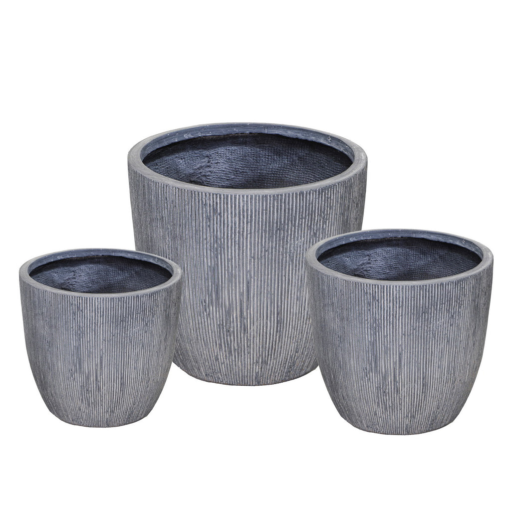 Blue Ribbed Cone Planter