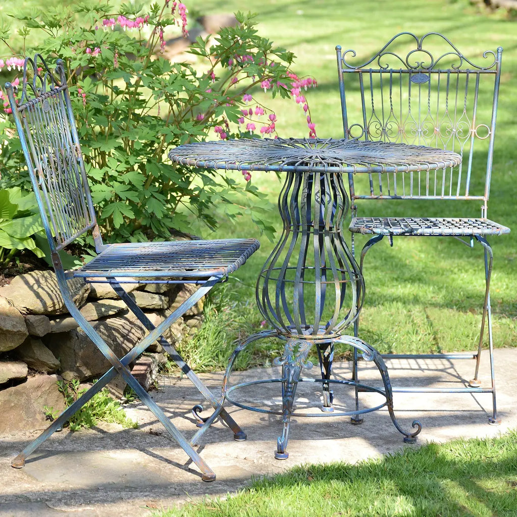 Blue Bistro Metal Round Chair and Table- 3PC/Set