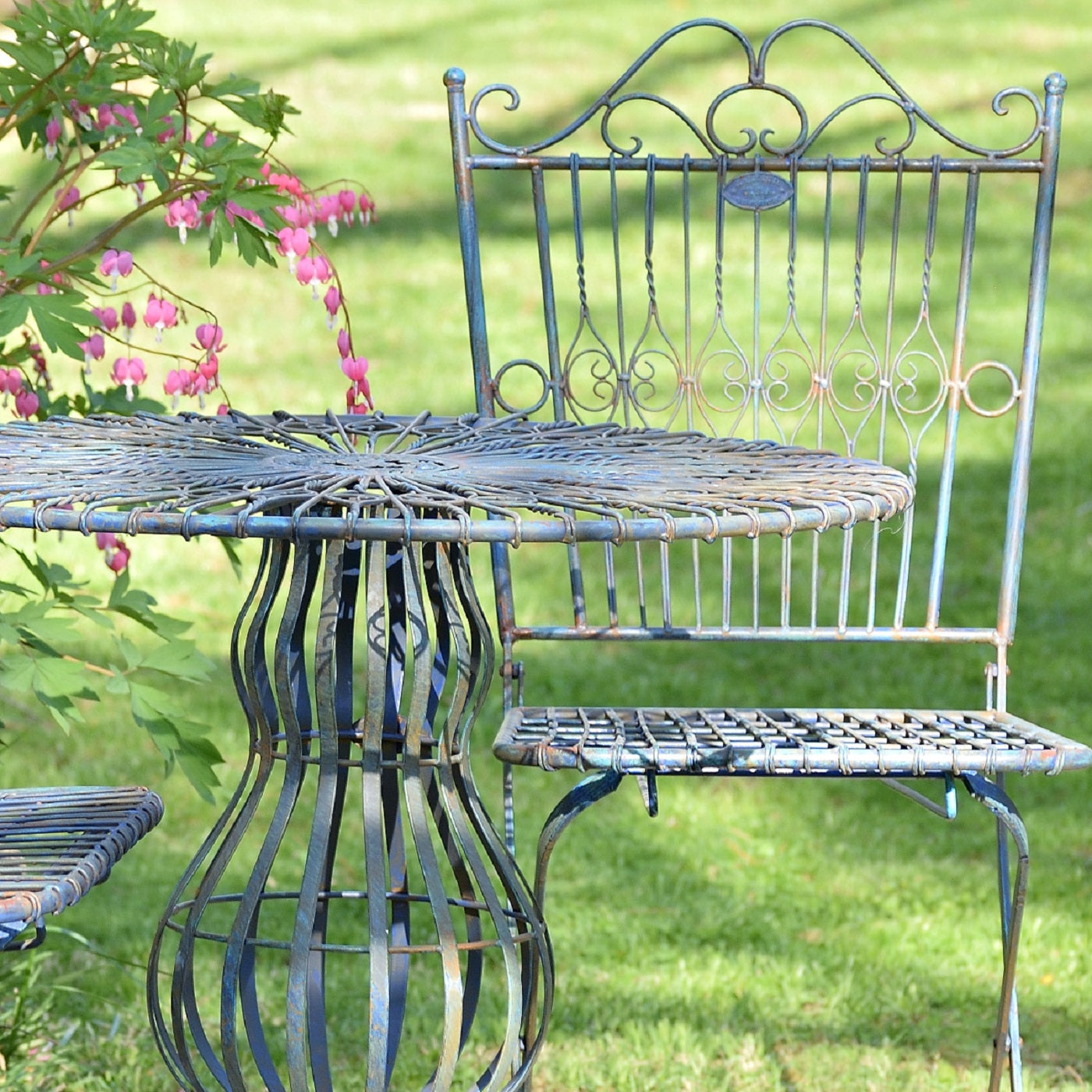 Blue Bistro Metal Round Chair and Table- 3PC/Set