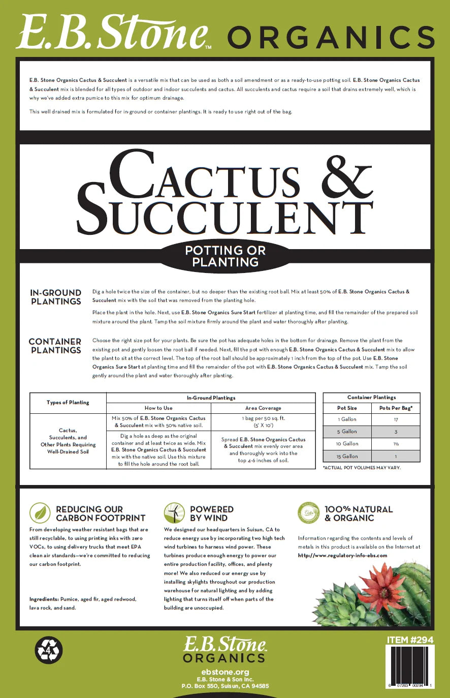 Cactus & Succulent Mix - E.B. Stone 20 QT