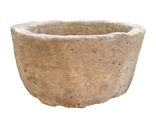 Large Antique Round Limestome Trough