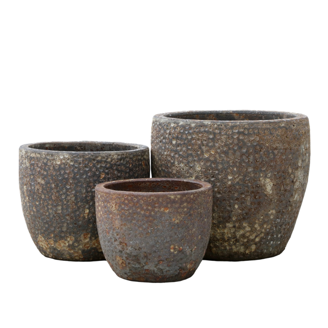 Black Volcanic Round Pots