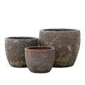 Black Volcanic Round Pots