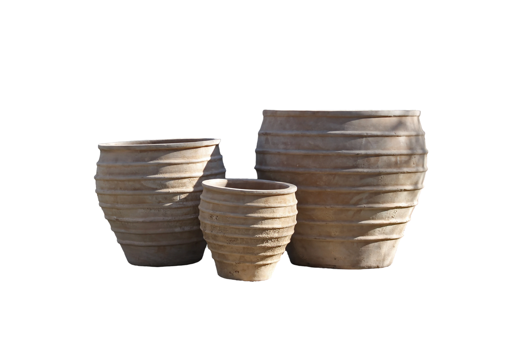Vari Ring Jar Pot in Natural Clay