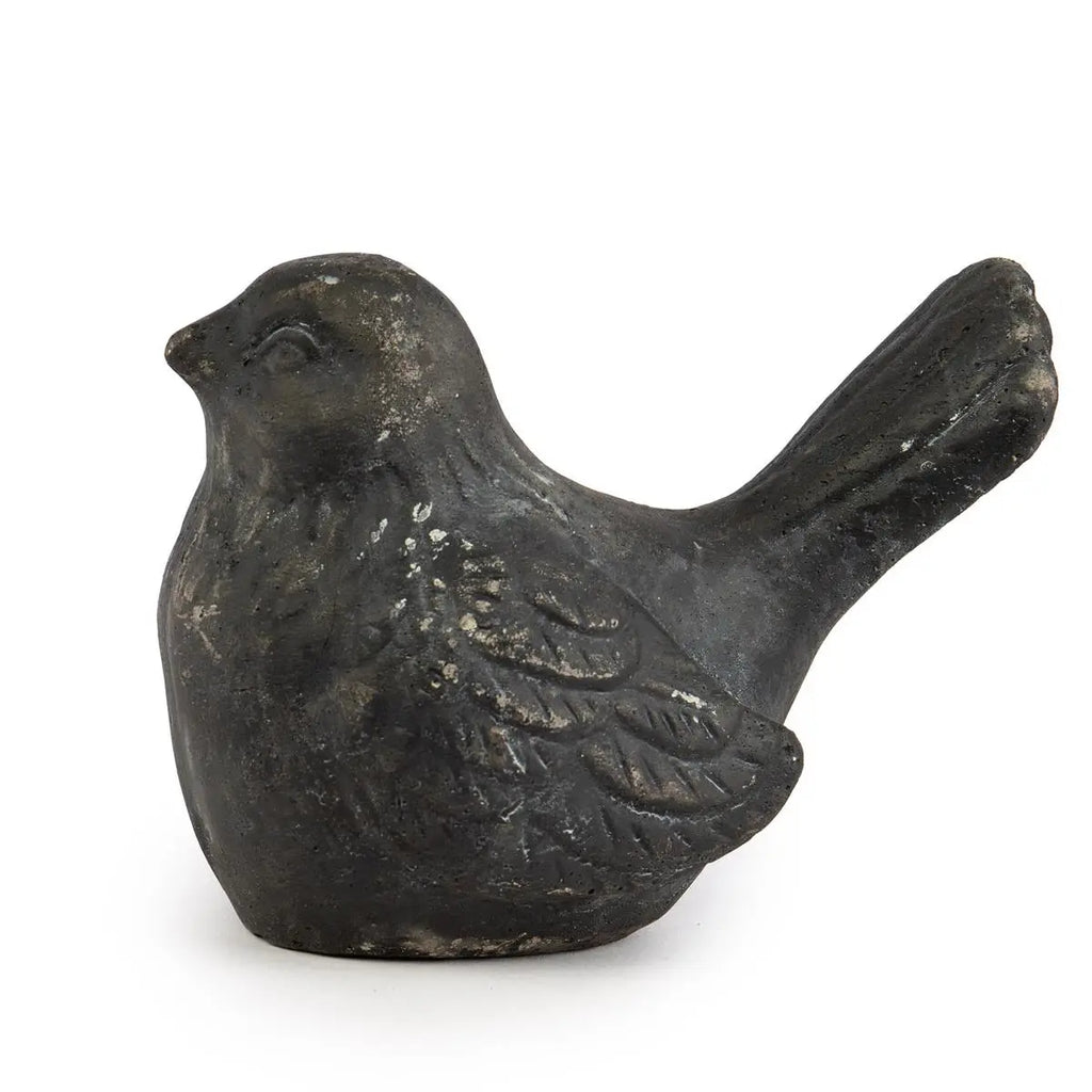 Dark Aged Cement Bird Sculpture
