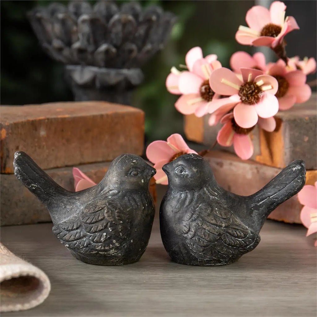 Dark Aged Cement Bird Sculpture