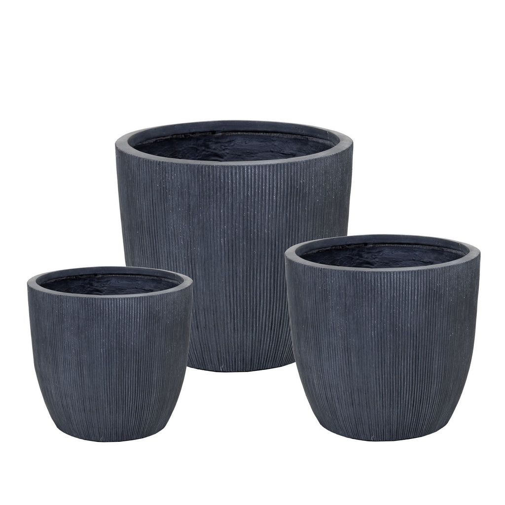 Dark Ribbed Cone Planter