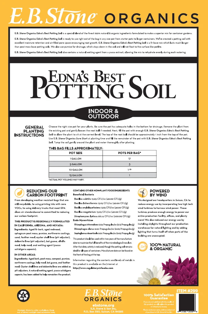 Edna’s Best Potting Soil - E.B. Stone 20 QT