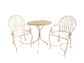 Vintage White Bistro Iron Round Table and Chairs- 3PC/Set