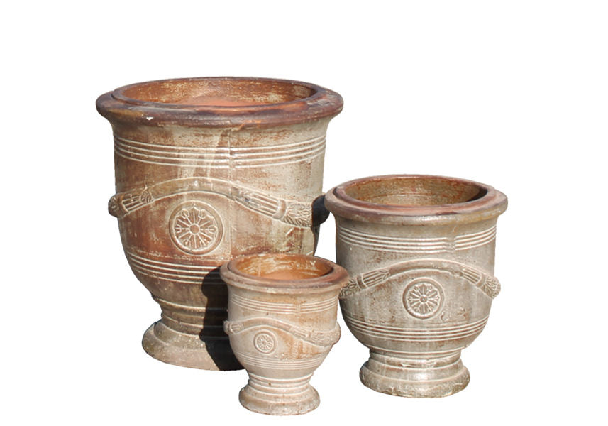 French Urns in Rustic Clay / Antique White