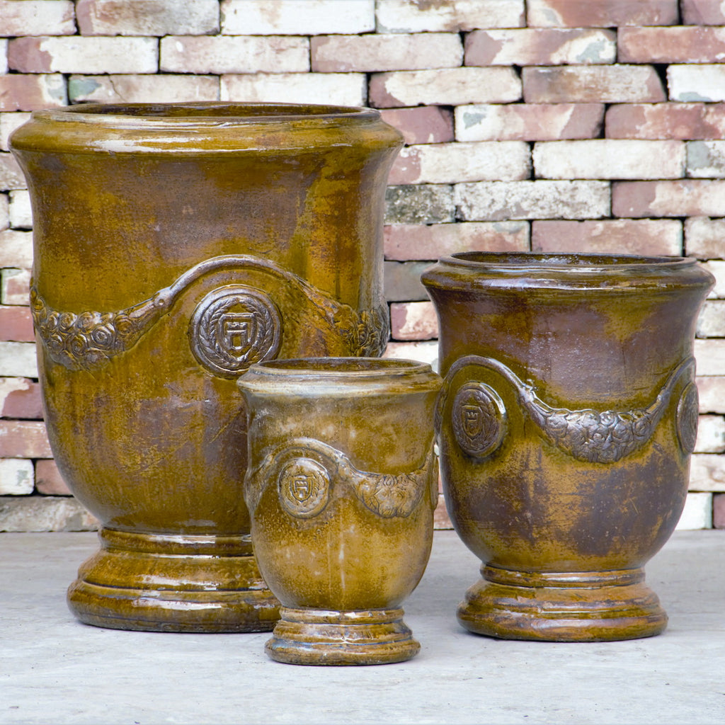 French Urns in Dark Mustard Glaze