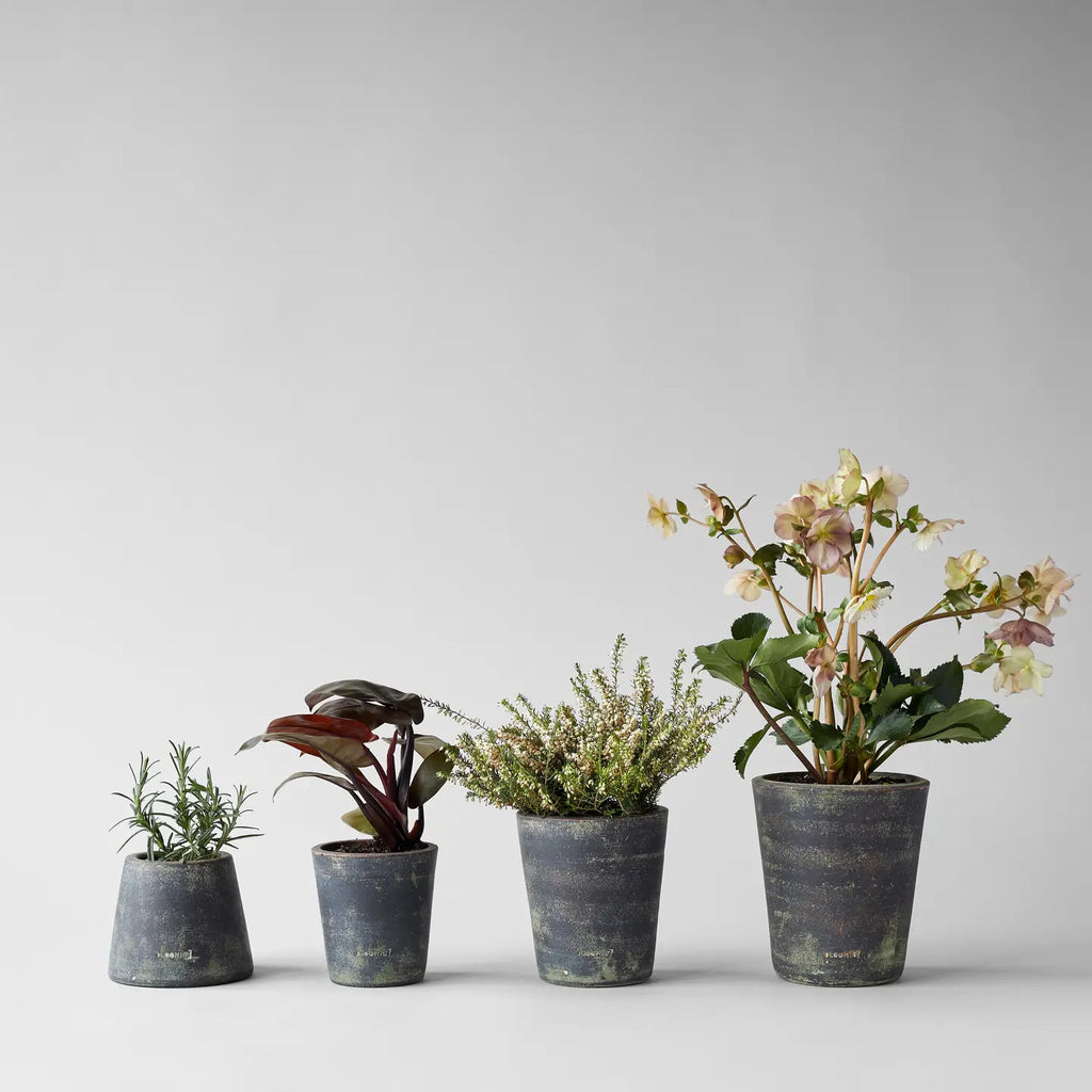 Gray Patina Hand-Thrown Terra Cotta Basic Planter