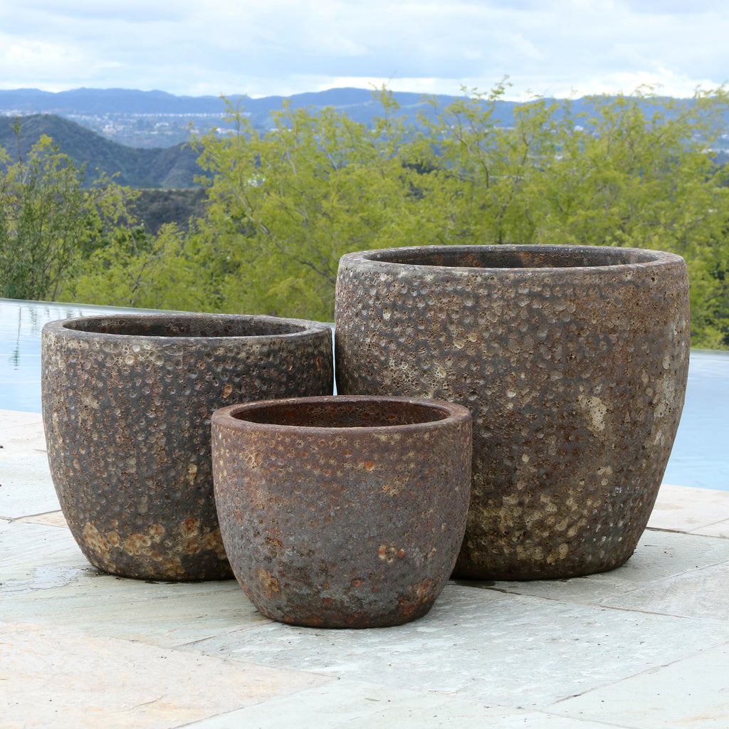 Black Volcanic Round Pots