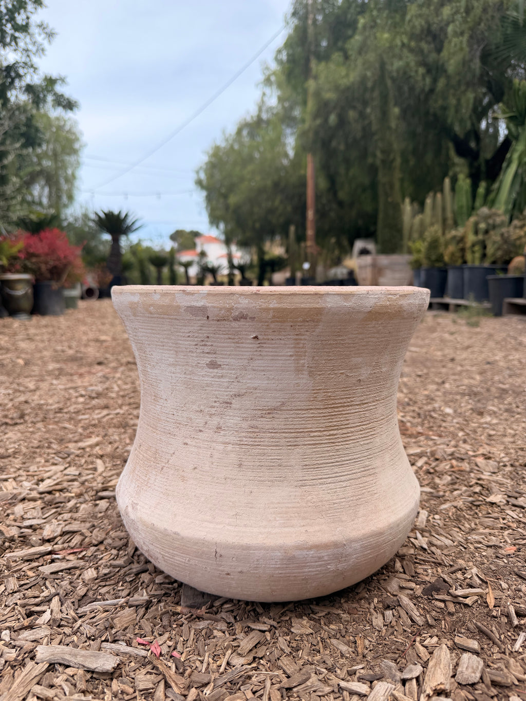 Hour Glass Pot in Light Clay Finish
