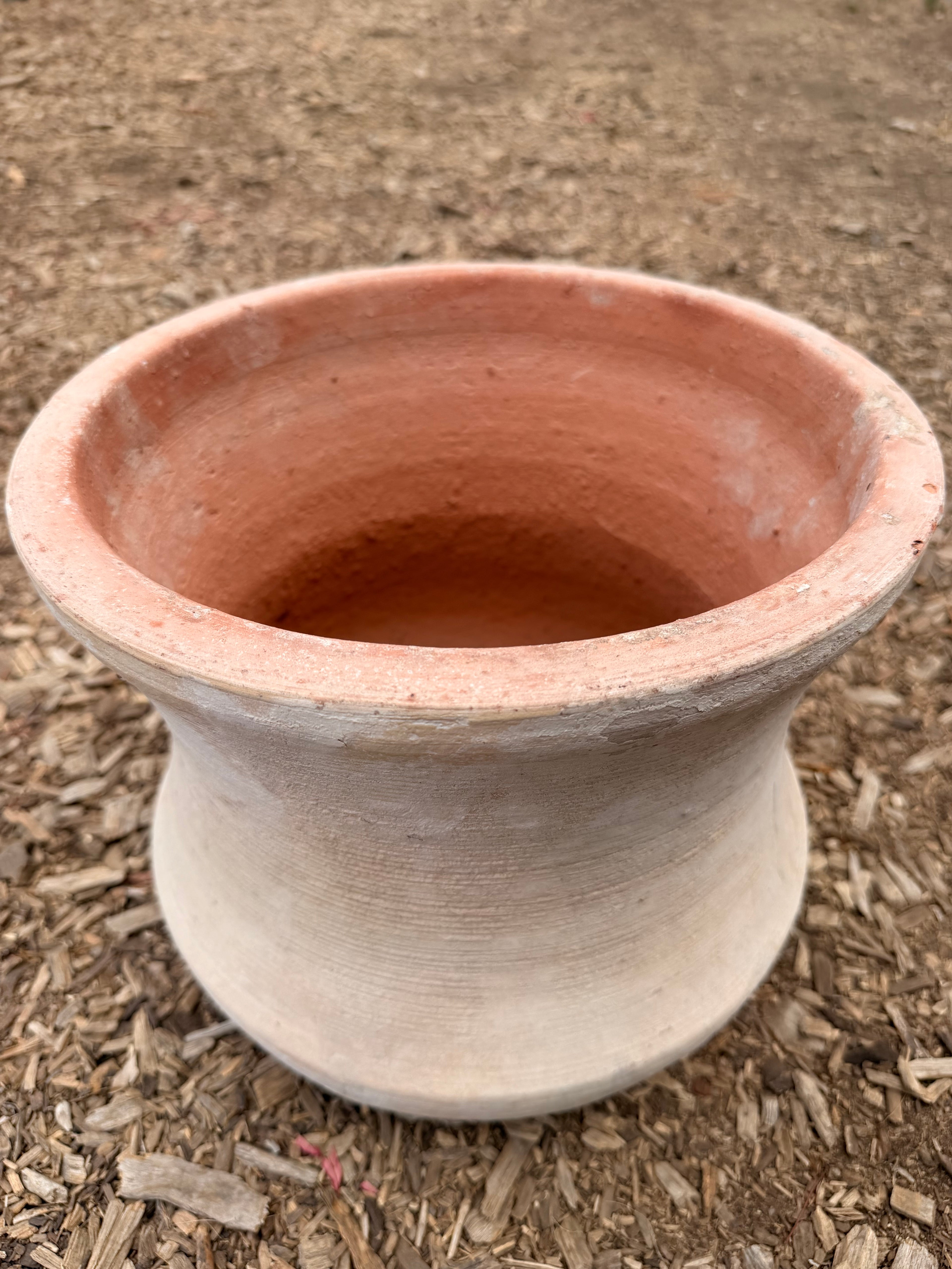 Hour Glass Pot in Light Clay Finish