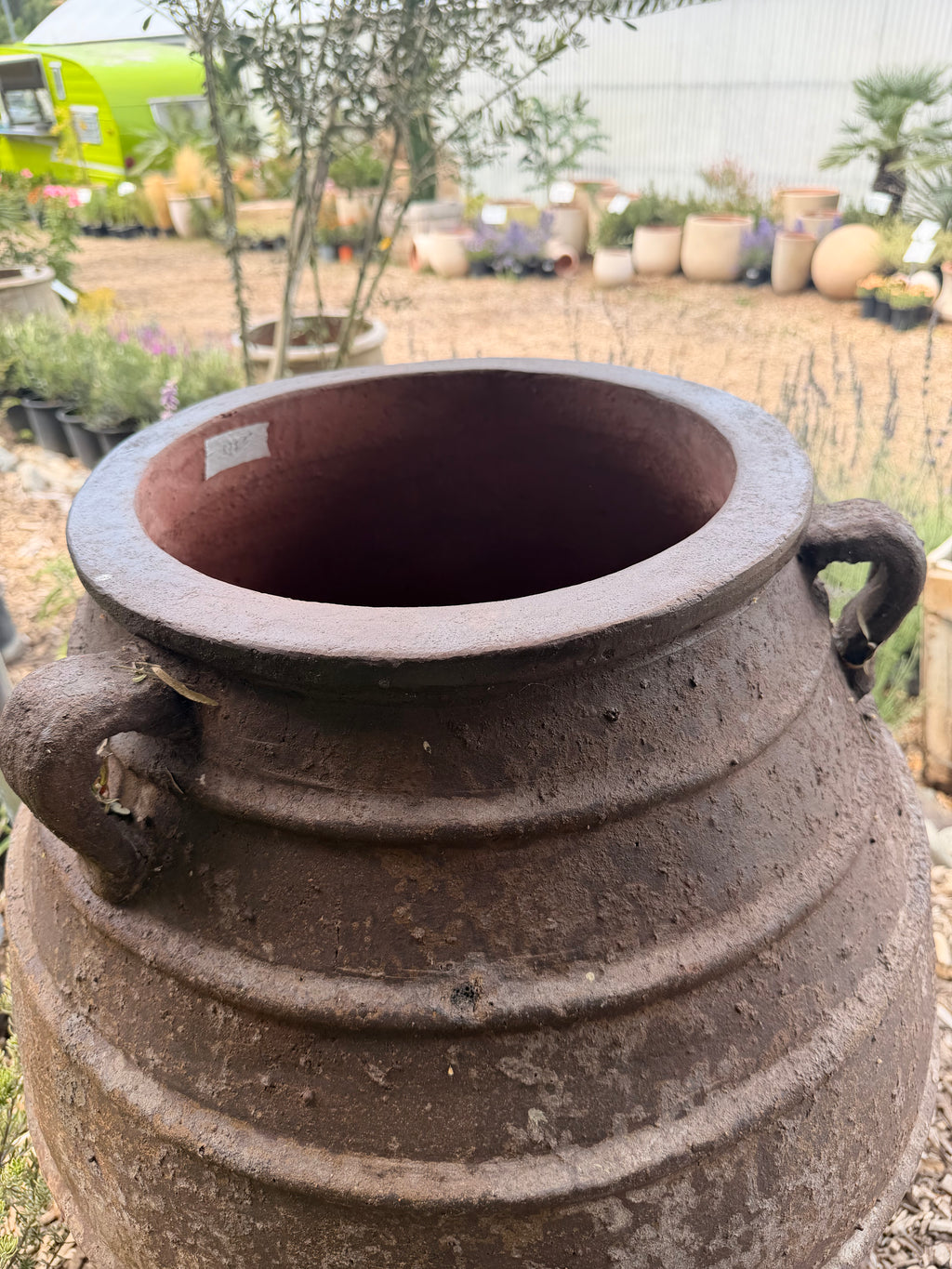 Dark Clay 3 Handle Ribbed Belly Greek Style Jar