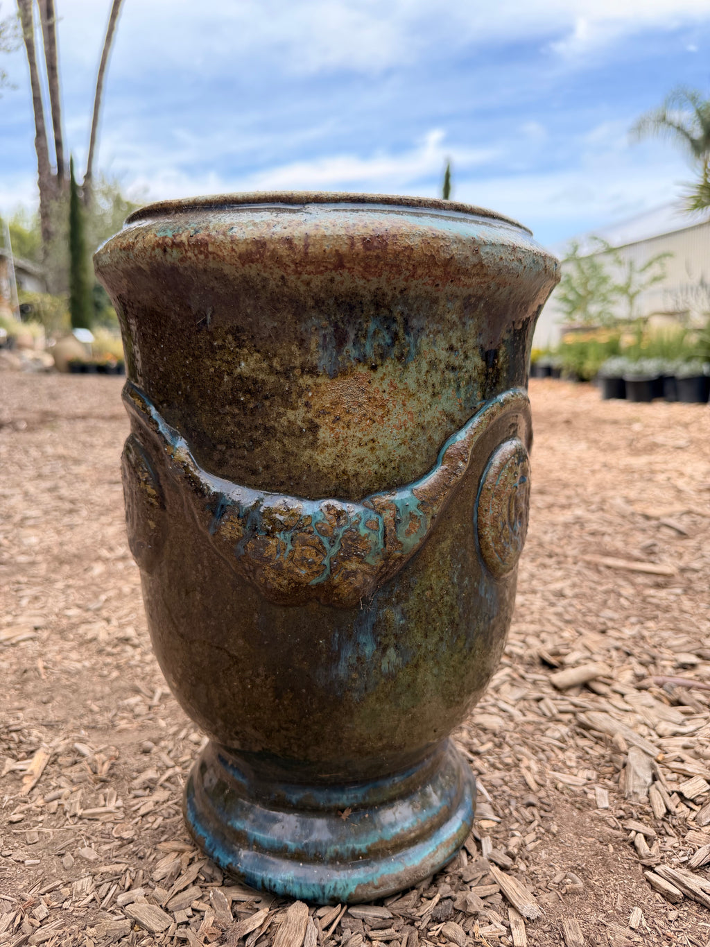 French Urns in Dark Green Moss Glaze