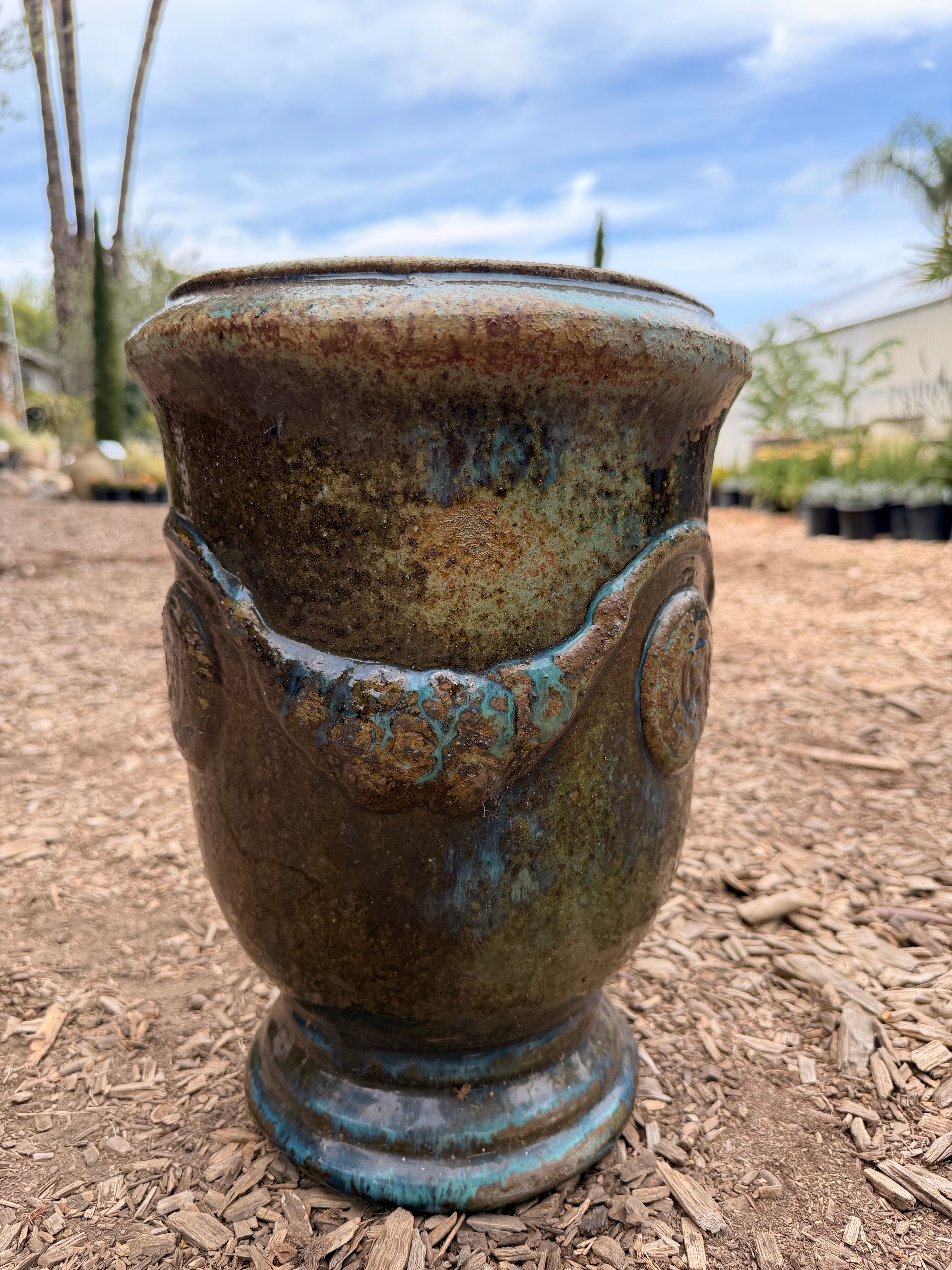 French Urns in Dark Green Moss Glaze