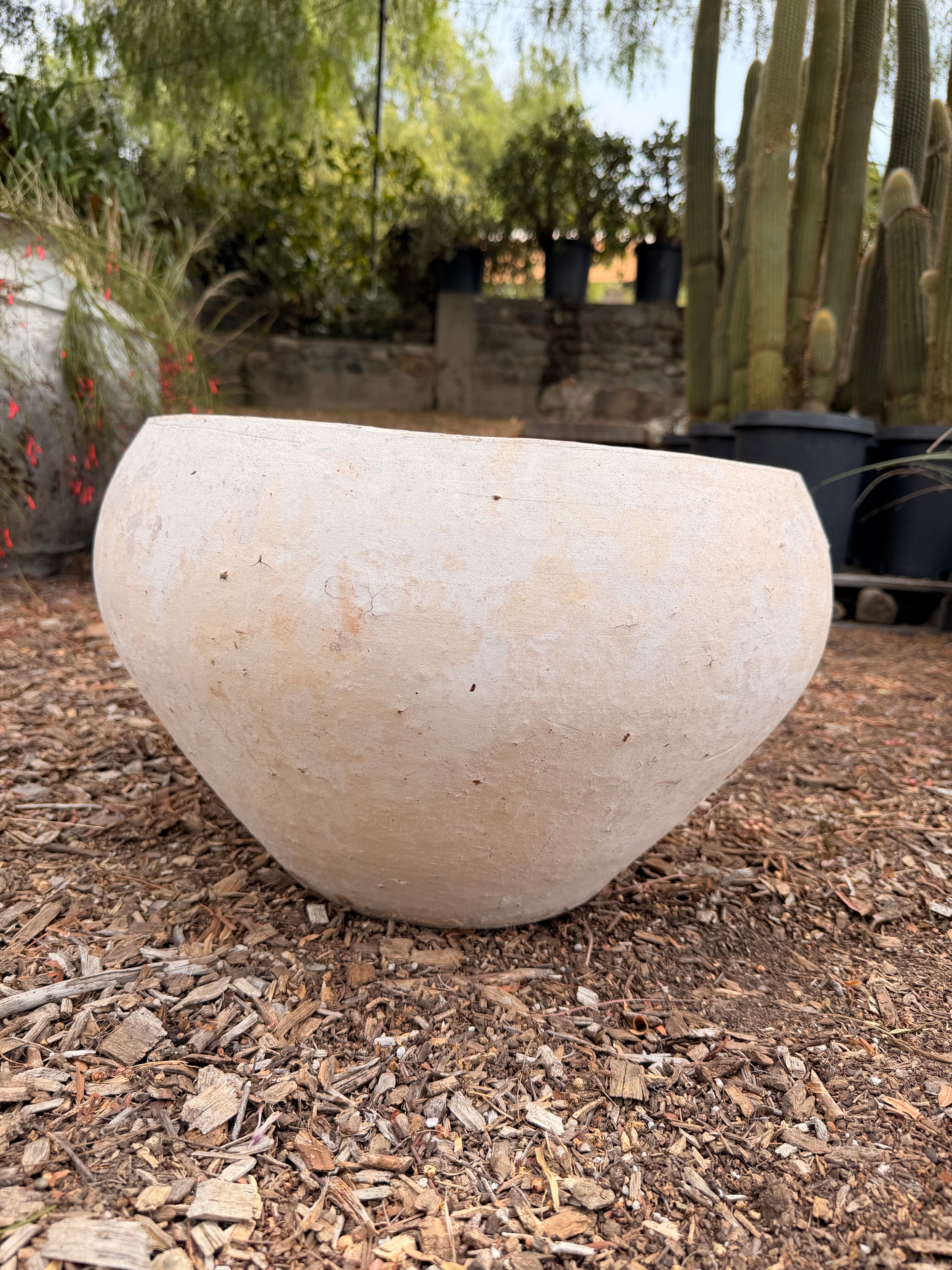 Wide Tapered Clay Pot in Light Antique Finish