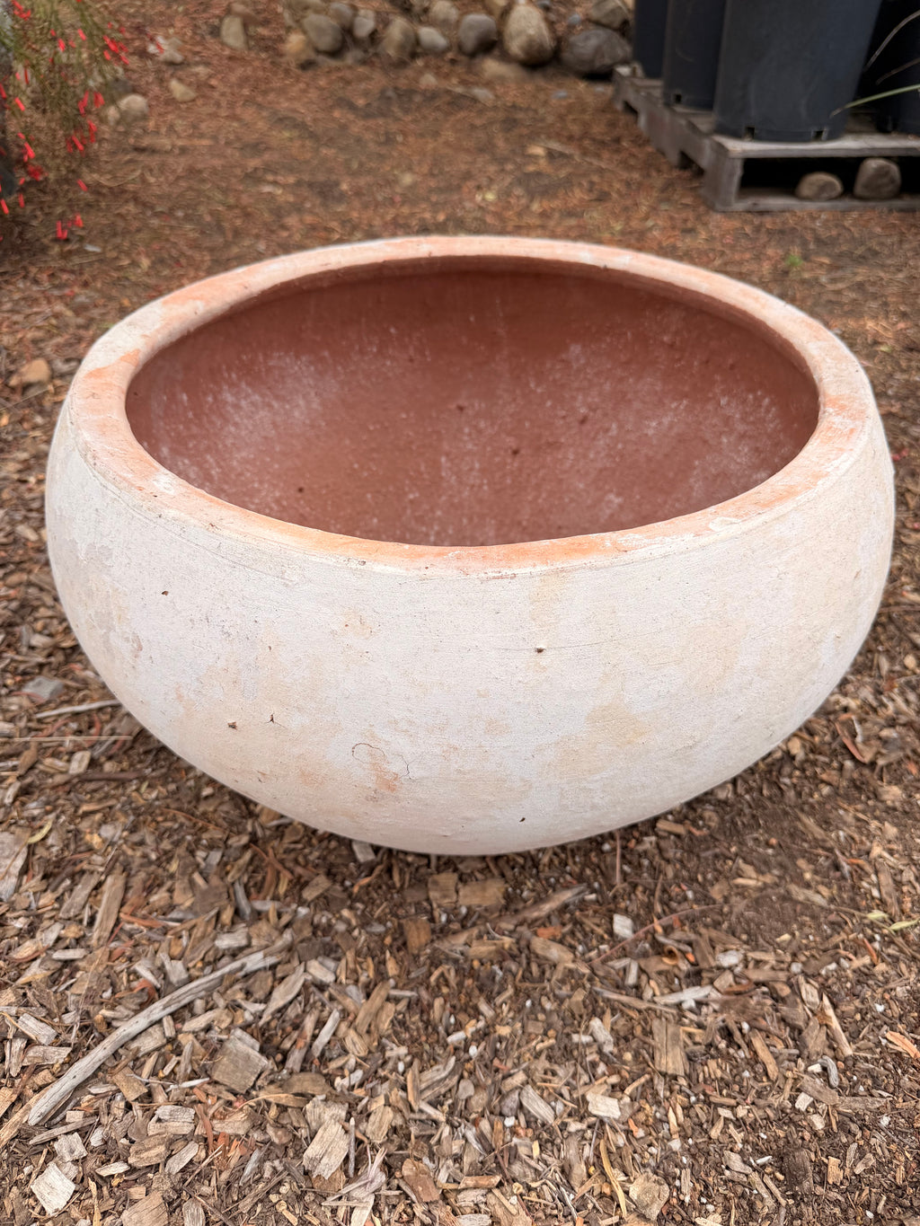 Wide Tapered Clay Pot in Light Antique Finish