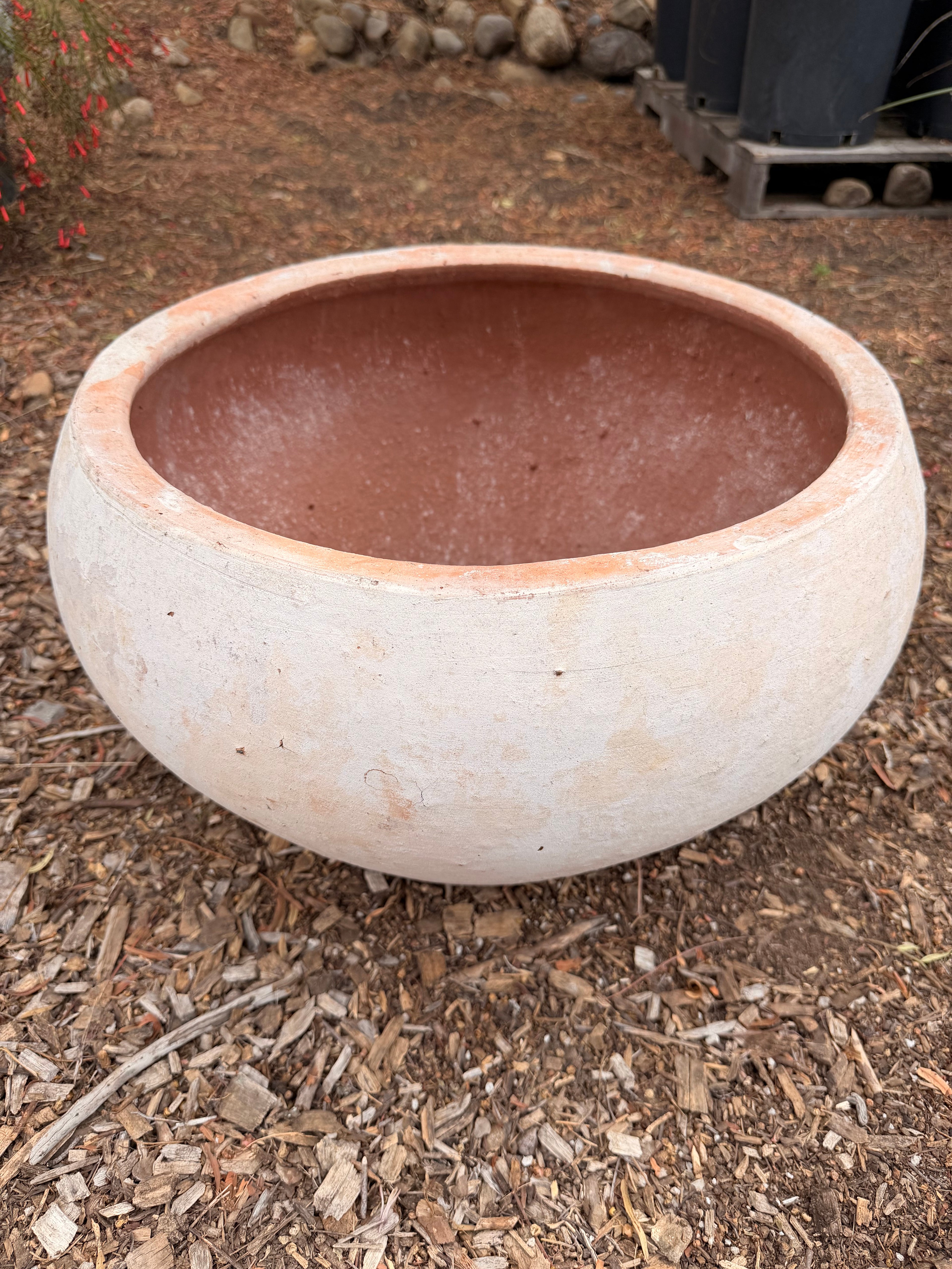 Wide Tapered Clay Pot in Light Antique Finish