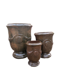 French Urns in Dark Green Moss Glaze