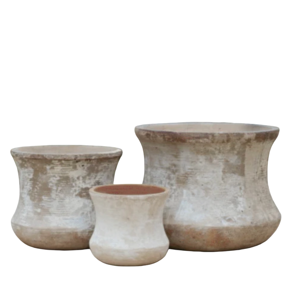 Hour Glass Pot in Light Clay Finish