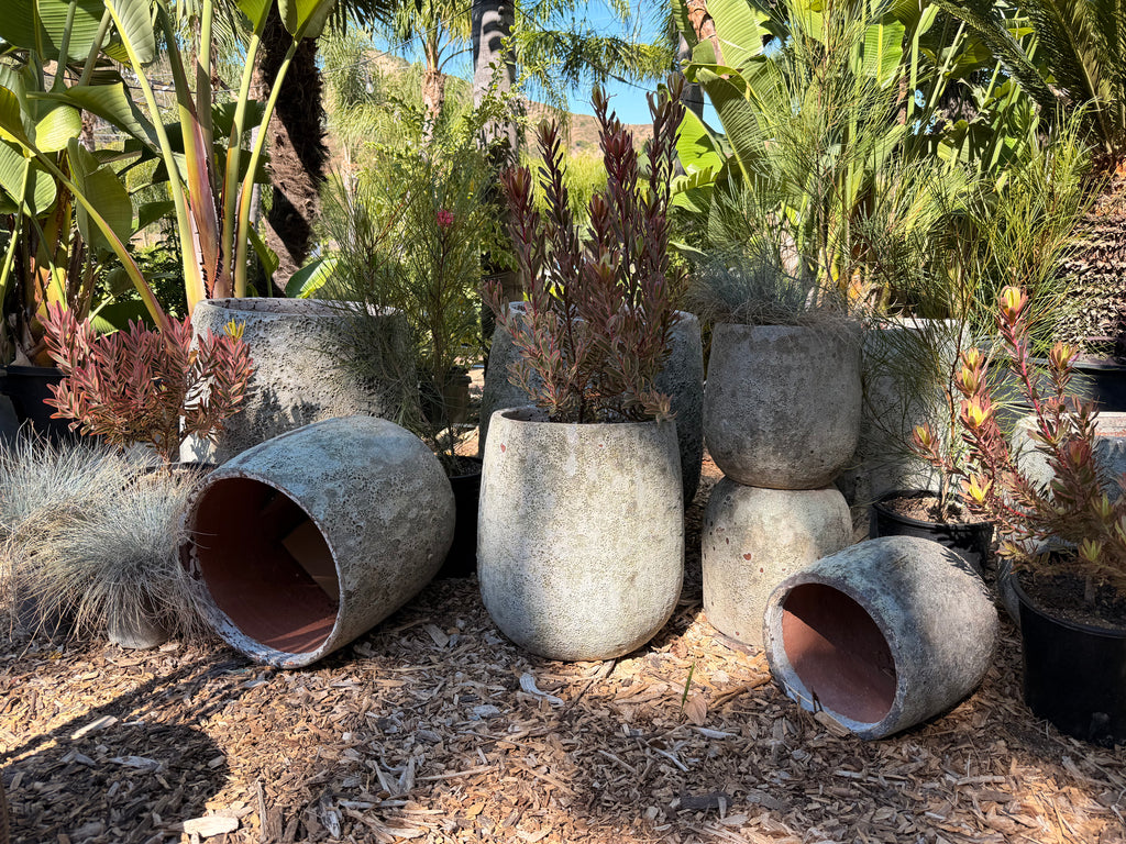 Tapered Round Pots in Volcano Green/ Grey Finish