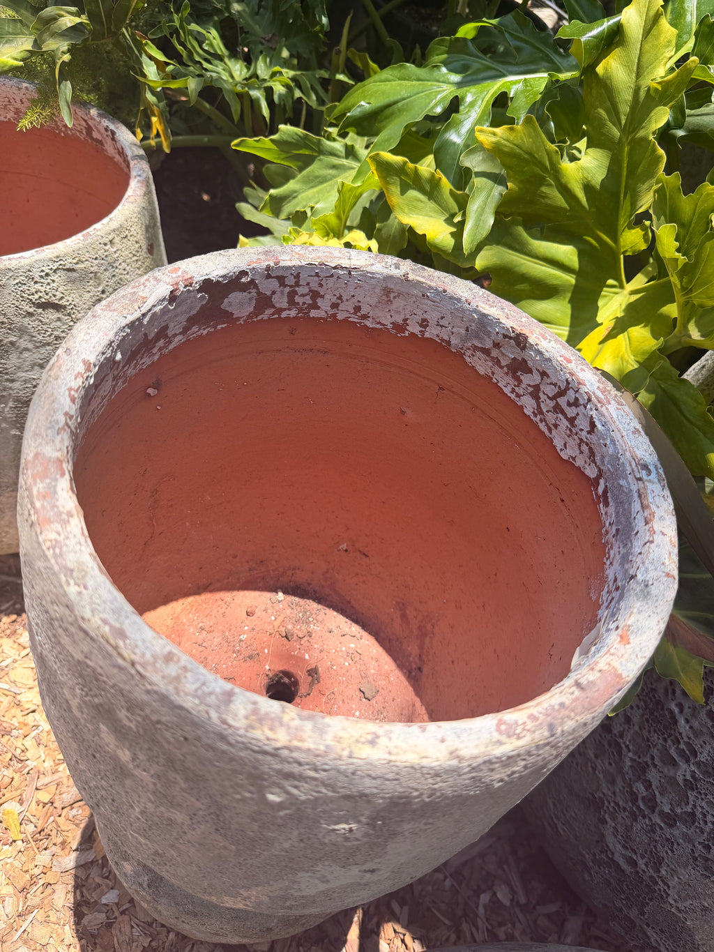 Tapered Round Pots in Volcano Green/ Grey Finish