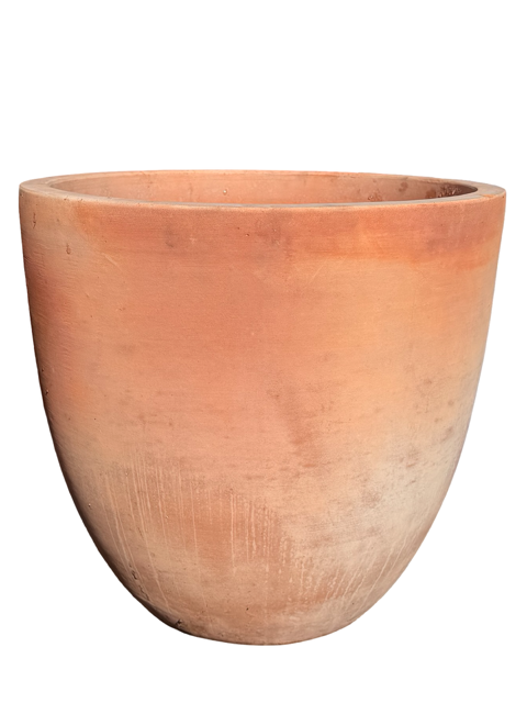 Round White Washed Terracotta Pot in Large