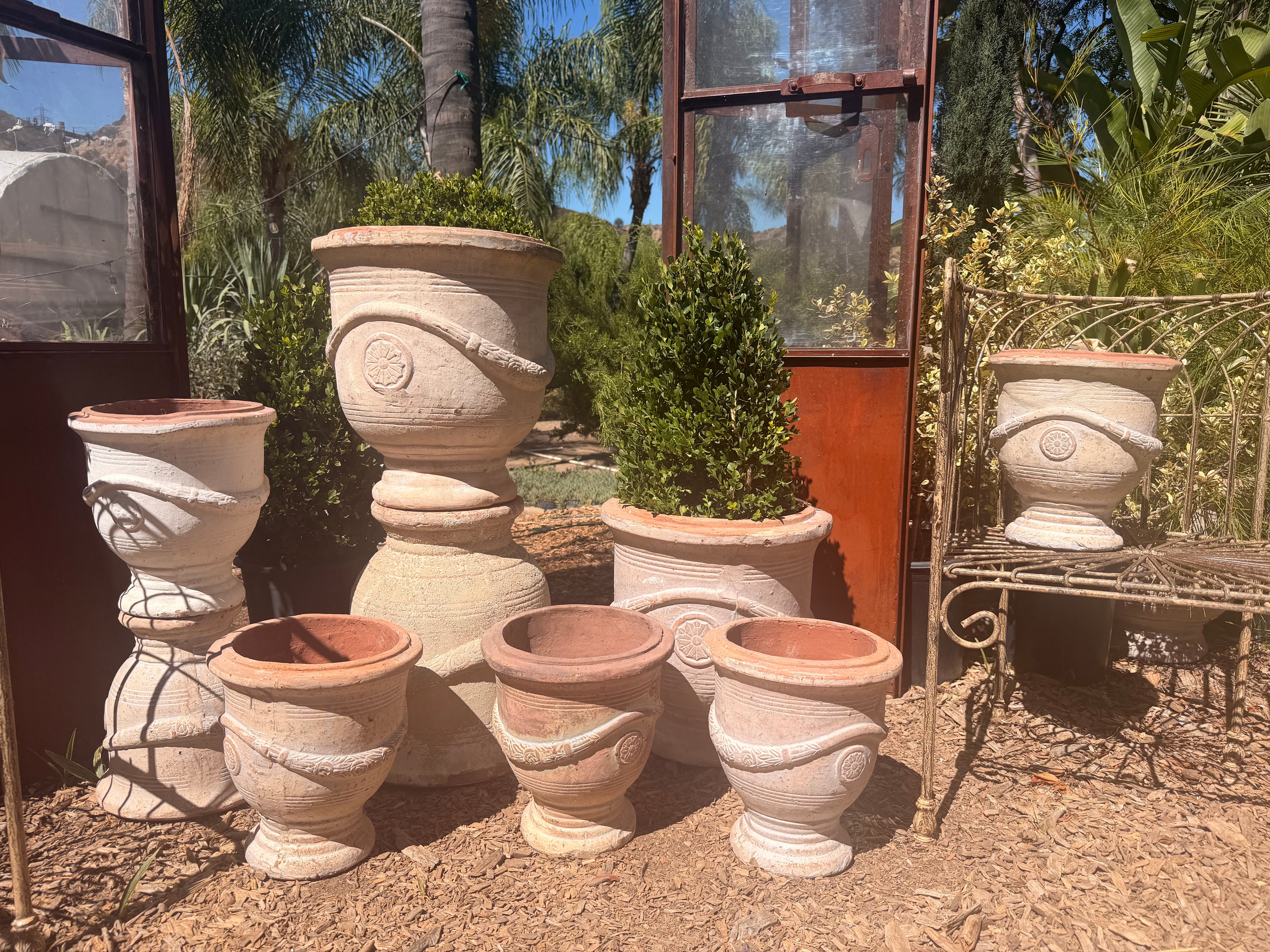 French Urns in Rustic Clay / Antique White
