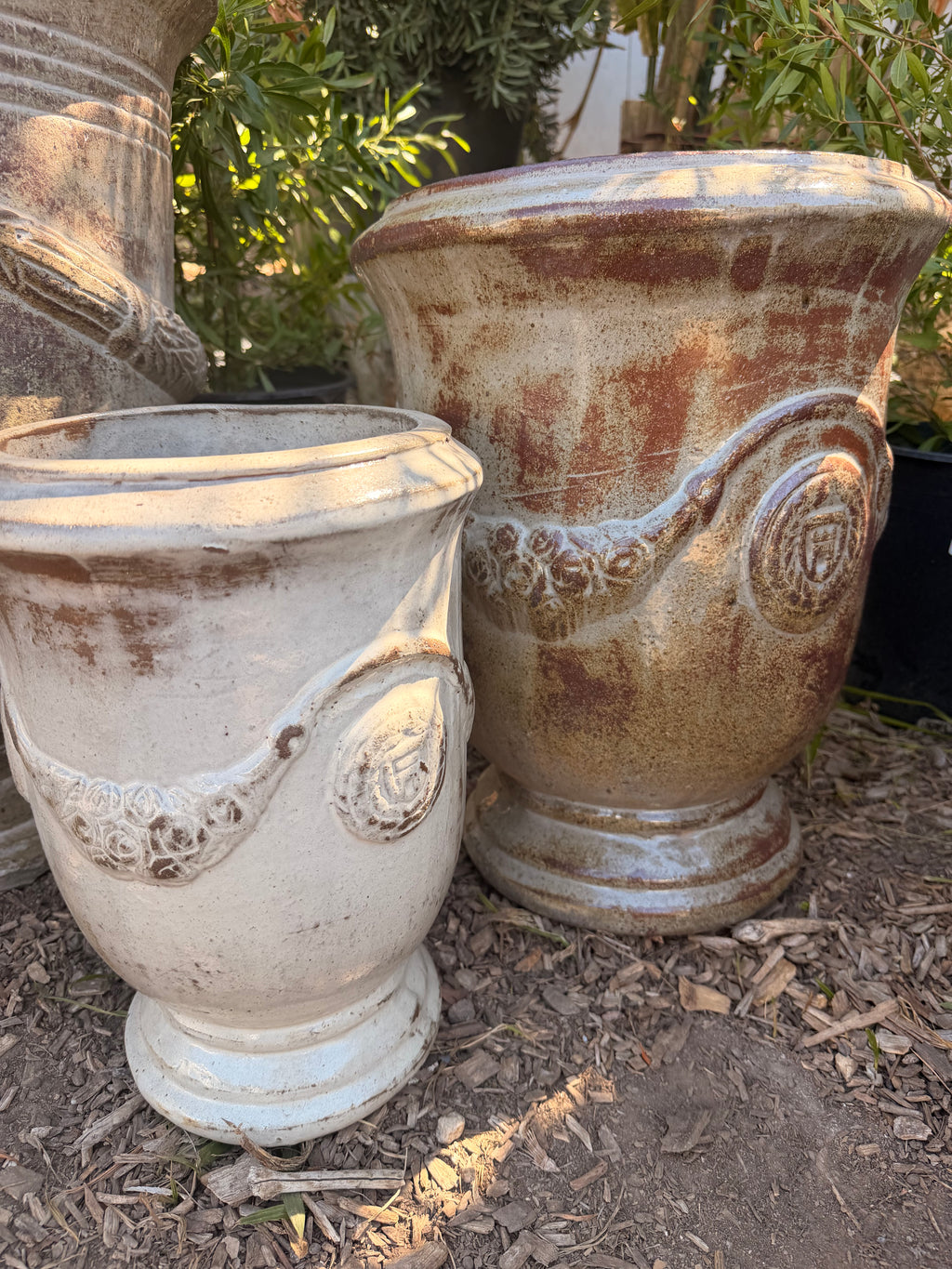 French Urns in Antique White Glaze