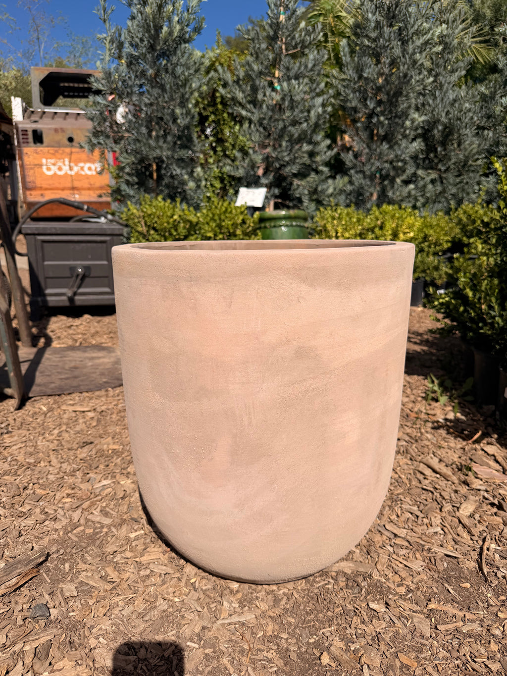 Tall Round Grey Pot