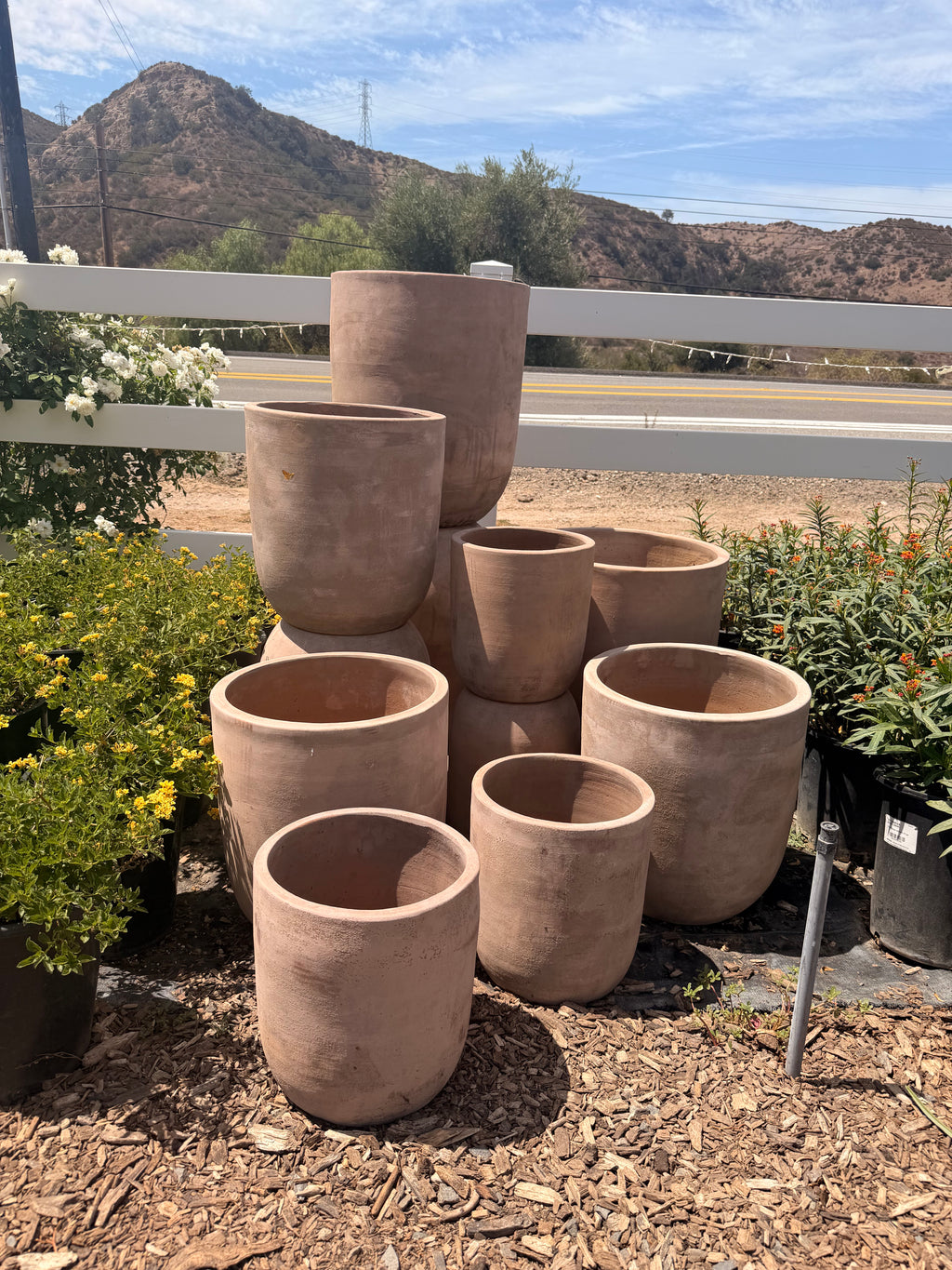 Tall Round Grey Pot
