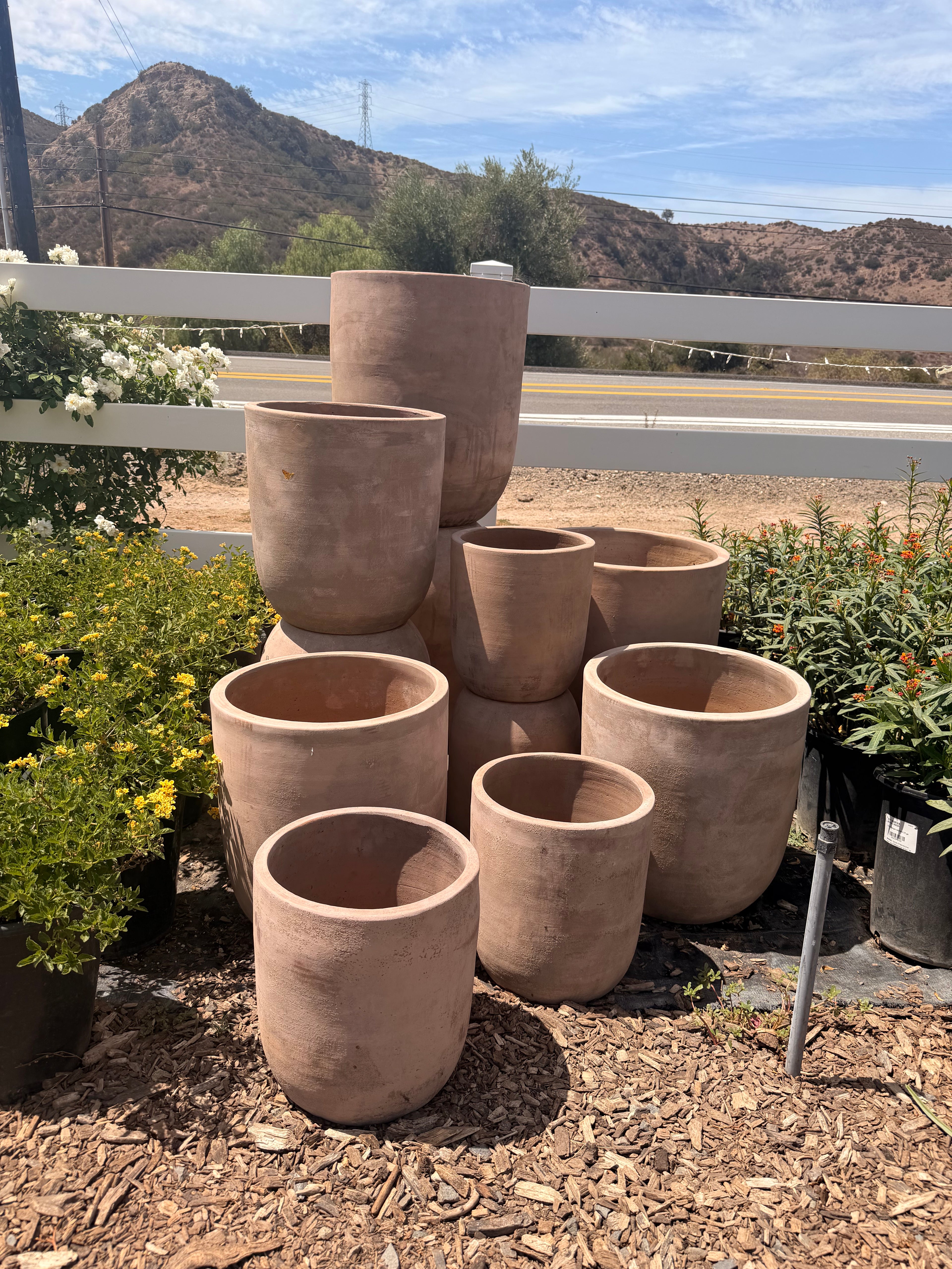 Tall Round Grey Pot