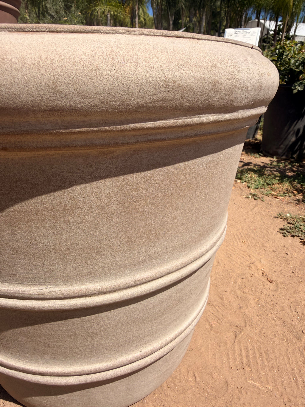 Italian Grey Rolled Rim Pot in Natural Clay