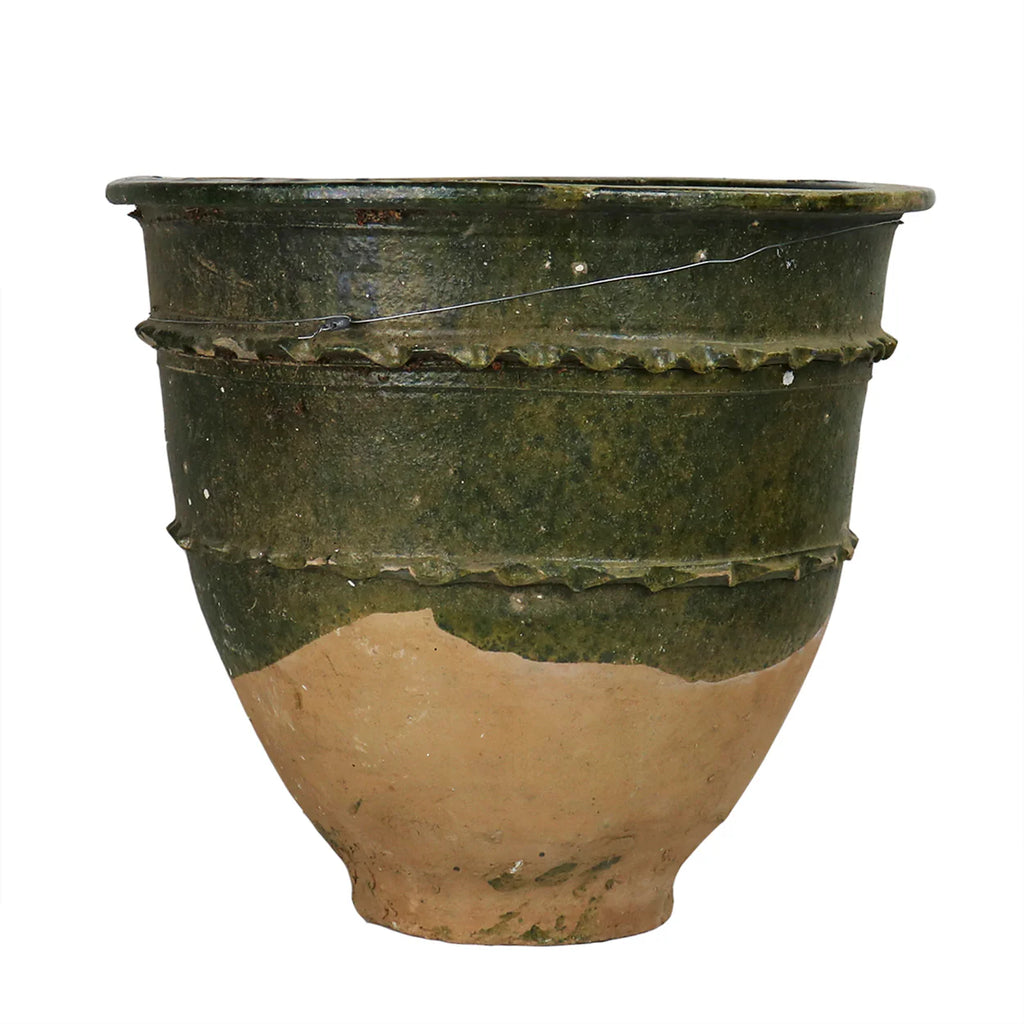 Green Open Mouth Mediterranean Pot 'Vintage' (Small)