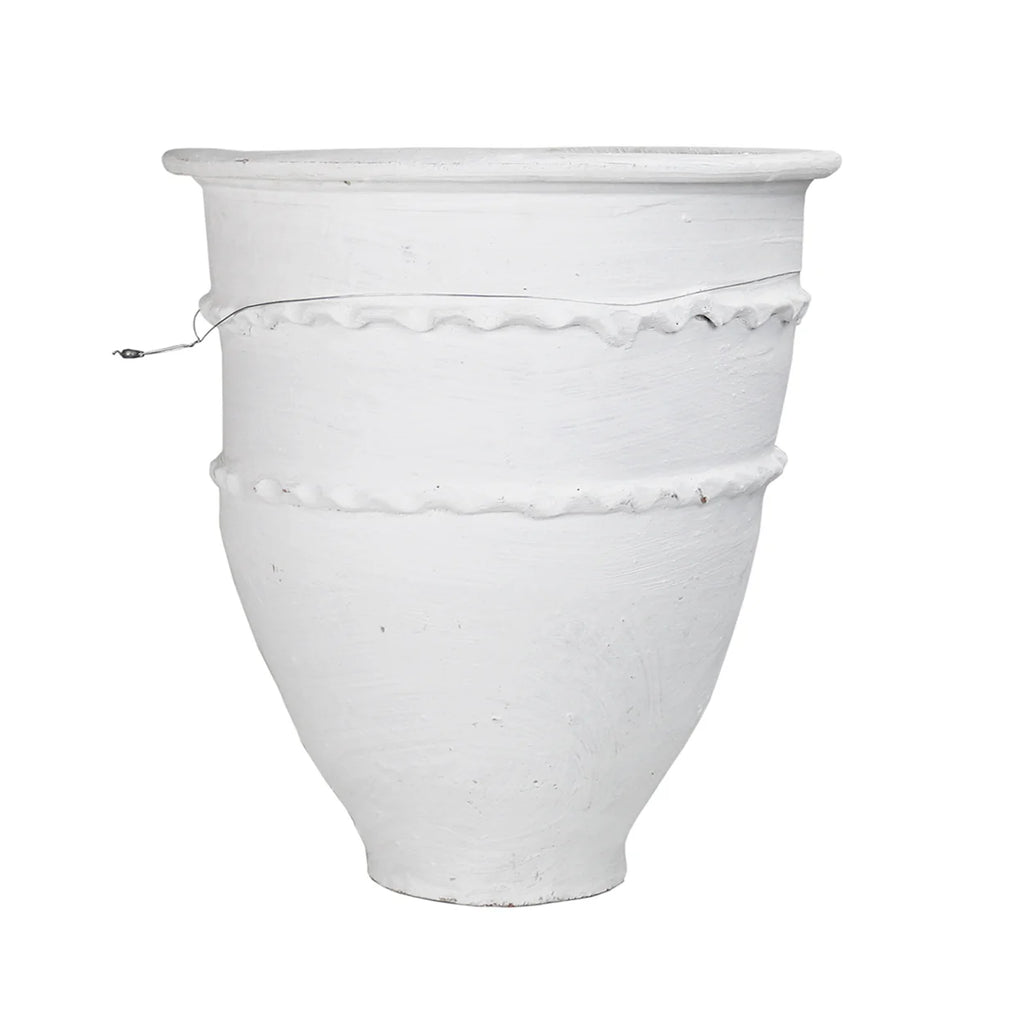 White Open Mouth Mediterranean Pot 'Vintage' (Small)
